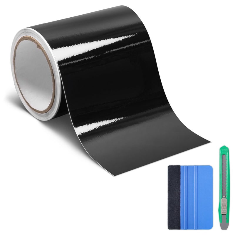Arespark Gloss Black Vinyl Wrap Cars Vinyl Film Tapes Kit for Blackout Chrome Delete Window Trim Door with Free Tools 5in x 30feet